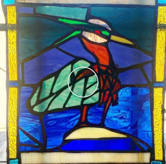 Stained glass heron
